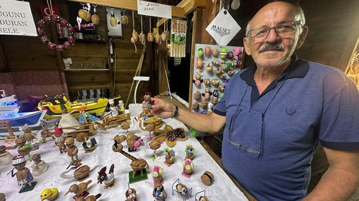 Ceviz kabuklarını süs eşyasına dönüştürüyor