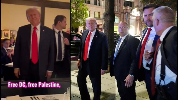 Trump'a akşam yemeğinde Gazze protestosu! Restoranda yankılandı: Bugünün Hitleri