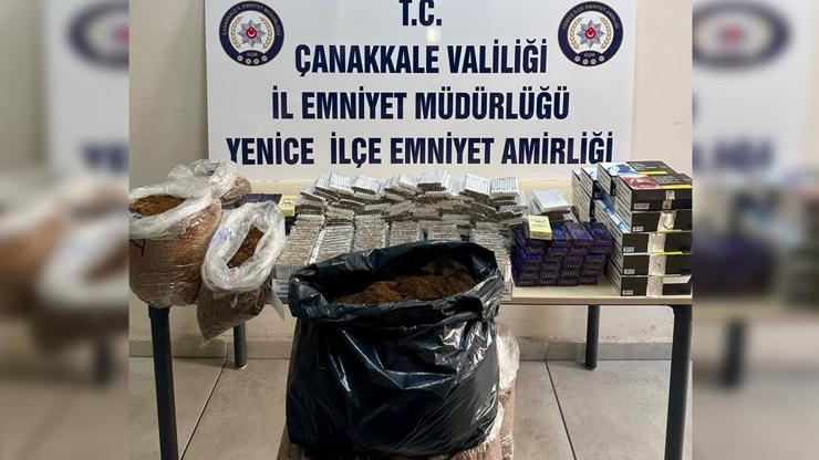 Çanakkale Yenice'de 21 kilo tütün ve binlerce makaron ele geçirildi