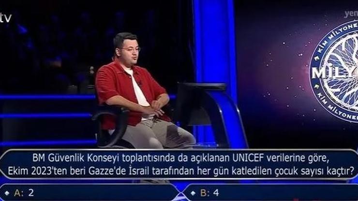 Gazze sorusu: Kim Milyoner Olmak İster yarışmasında soru: İsrail tarafından her gün katledilen çocuk sayısı...