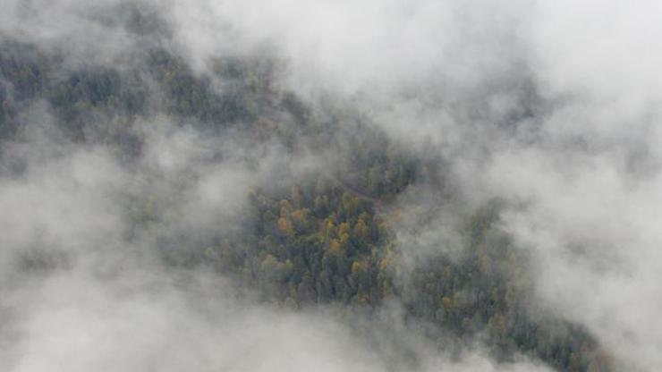 Sisle kaplanan Yedigöller yolu dronla görüntülendi