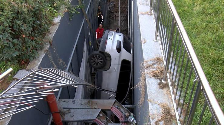 Bahçelievlerde akılalmaz kaza: 9 araca çarptı, 5 metre yükseklikten boşluğa düştü