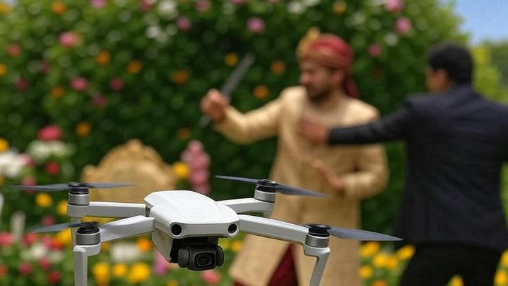 Damat bıçaklandı, düğün kameramanı saldırganı dronla kovaladı