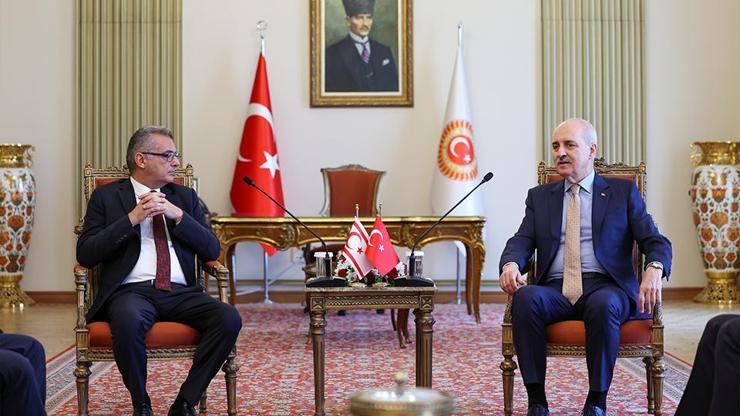 TBMM Başkanı Numan Kurtulmuş, KKTC Cumhurbaşkanı Erhürman ile bir araya geldi