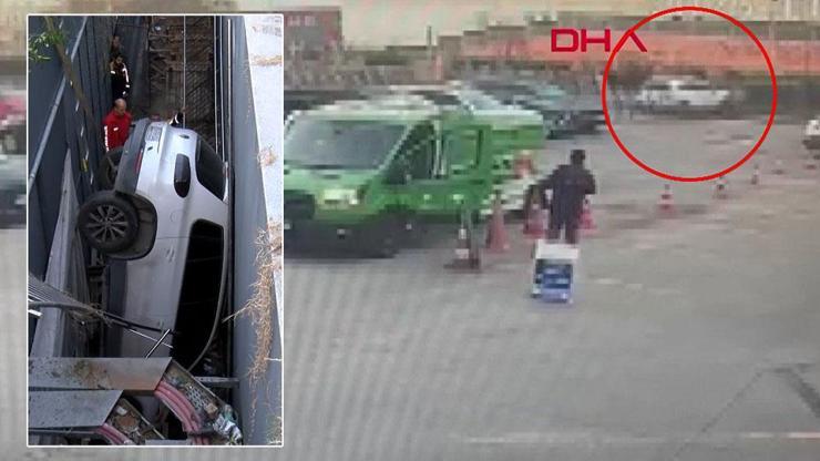 9 araca çarpıp 5 metrelik boşluğa düştü