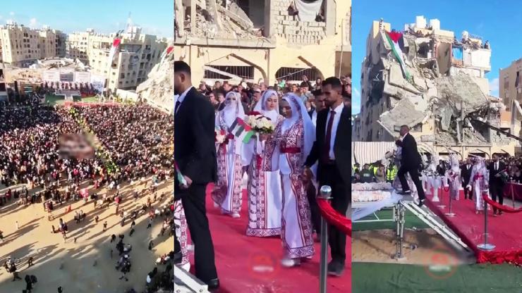 Savaşın gölgesinde toplu düğün Gazze’de tüm zorluklara rağmen yaşam devam ediyor