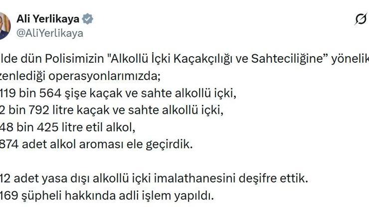 81 ilde kaçak içki operasyonu; 169 şüpheliye işlem yapıldı