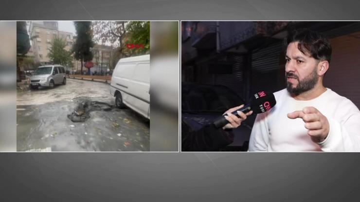 CNN TÜRK bölgede: Küçükçekmece’de yol çöktü, araçlar çukura düştü
