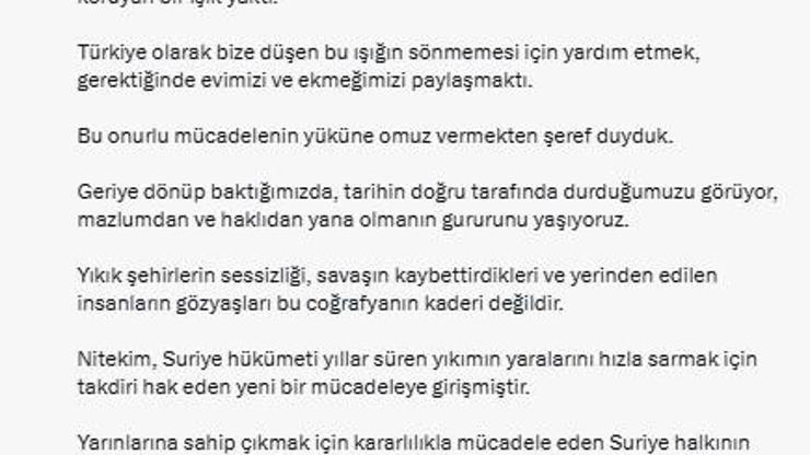 Bakan Fidan: Suriyenin 8 Aralık zaferinin 1inci yılı kutlu olsun