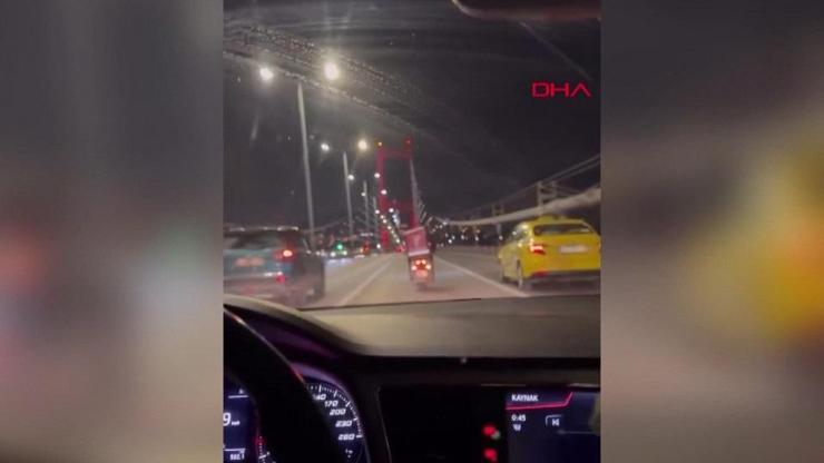 Lodosa karşı motokuryeye siper oldular Köprüde zor anlar...