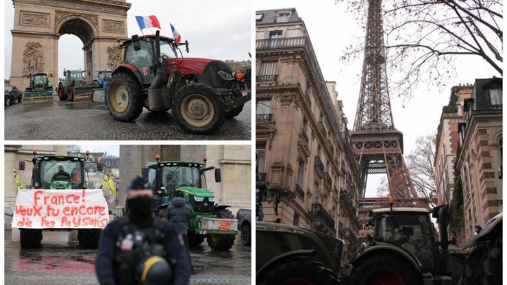 Parisin sembolleri traktörlerle çevrili: Çiftçiler başkentte