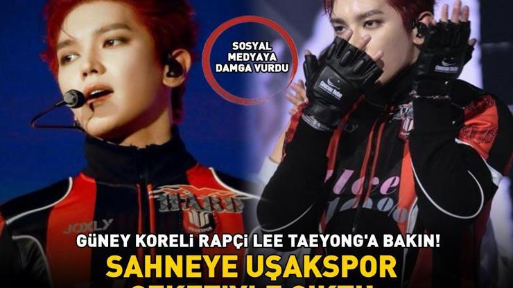 SOSYAL MEDYAYA DAMGA VURDU Güney Koreli rapçi Lee Taeyonga bakın Sahneye Uşakspor ceketiyle çıktı