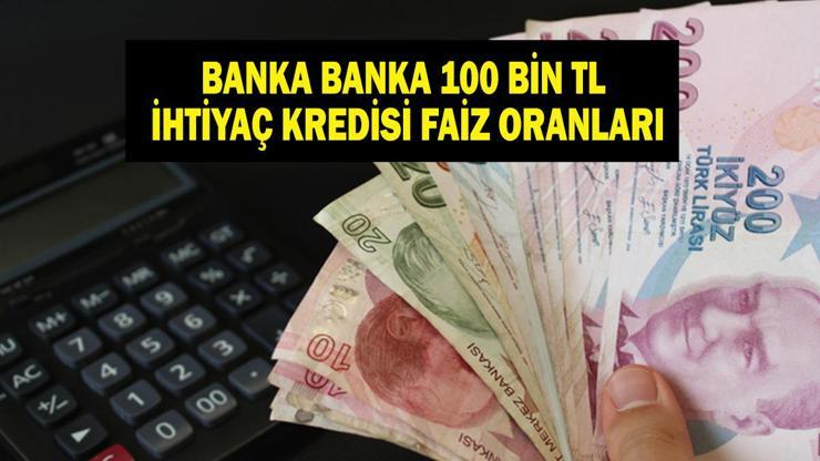 100 BİN TL İHTİYAÇ KREDİSİ ÖDEME PLANI: 100 bin TLnin faiz oranı kaç 100 bin TL ihtiyaç kredisinin geri ödemesi ne kadar Halkbank, Yapı Kredi, TEB, Fibabanka, Vakıf Katılım, Akbank, İş Bankası...