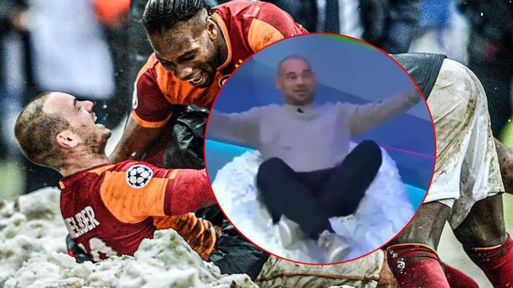 Galatasarayın eski yıldızı Wesley Sneijder, Juventusla dalga geçti: Karlı maça gönderme