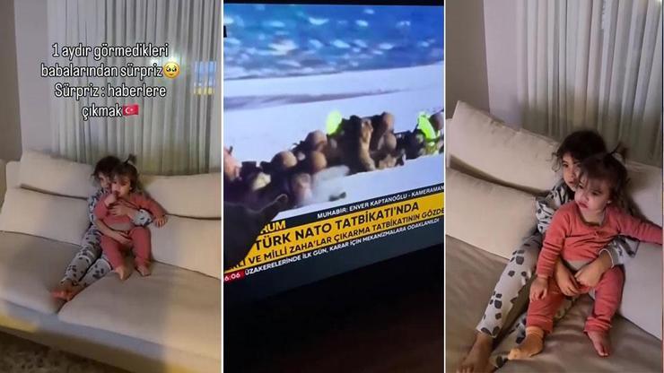 1 ay görmedikleri babalarını CNN TÜRKte izlediler