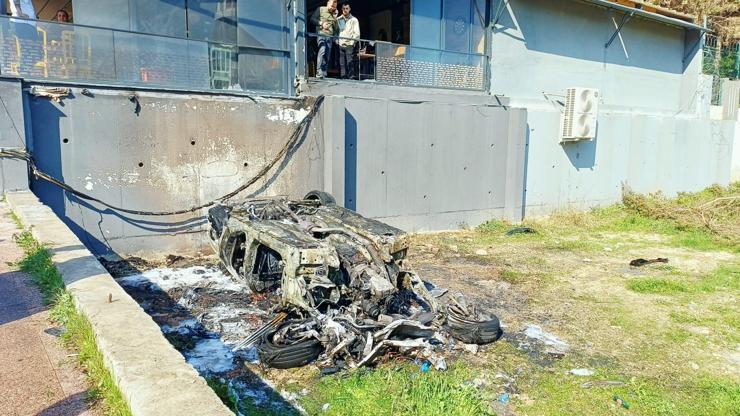 Takla atıp, alev alan otomobilin sürücüsü yaralandı