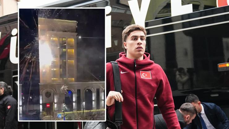 A Milli Takım'ın kaldığı otele havai fişek saldırısı A Milli Takım'ın kaldığı otele havai fişek saldırısı