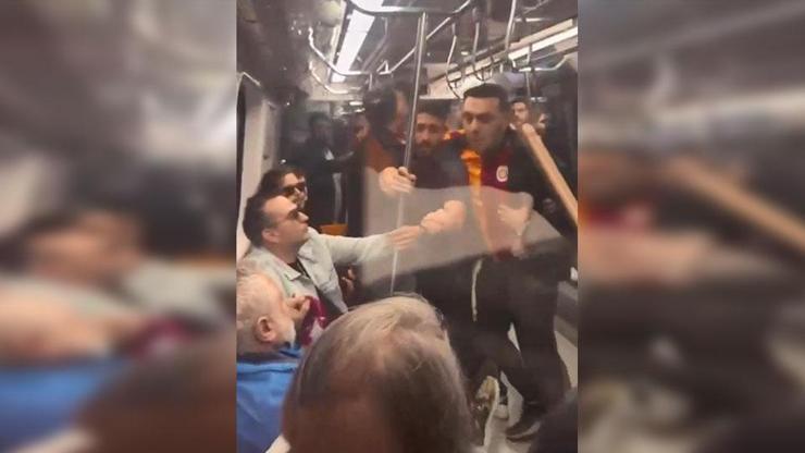 Metroda küfürlü tezahürat kavgaya neden oldu Kadın yolcudan oklava ile müdahale