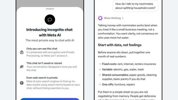 Meta AI ile gizli sohbet özelliğini kullanıma sunacak