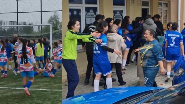 Saha karıştı! Kadın futbolcular birbirine girdi Saha karıştı! Kadın futbolcular birbirine girdi