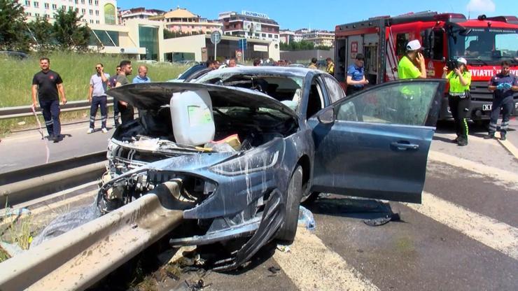 Bariyere ok gibi saplandı Bariyere ok gibi saplandı