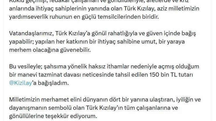 Bakan Gürlek, Türk Kızılaya 150 bin lira bağışladı