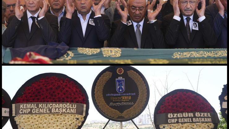 1 PARTİ, 2 GENEL BAŞKAN: Cenaze töreninde yan yana konulan çelenkler dikkat çekti
