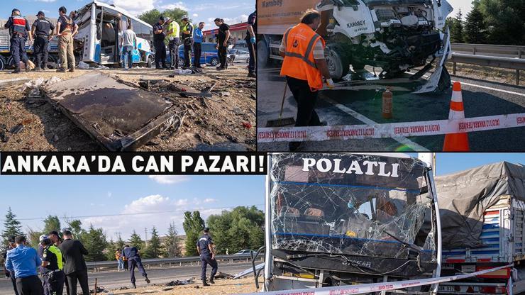 ANKARADA CAN PAZARI Halk otobüsü tıra çarptı: Ölü ve yaralılar var