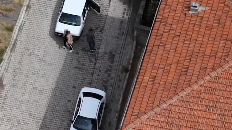 Polisten kaçtı ama dronedan kaçamadı Yolcuyla yer değiştirirken görüntülendi
