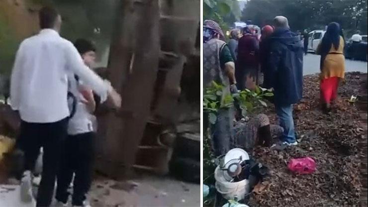 Düzcede traktör römorku devrildi: 11 yaralı