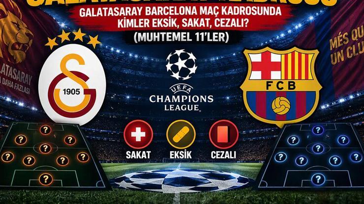 GALATASARAY - BARCELONA MAÇ KADROSUNDA KİMLER EKSİK Sakat, Cezalı Var Mı Galatasarayda Eksik Var Mı Barcelonanın Galatasaray Kafilesi Belli Oldu İşte Eksikler ve Muhtemel 11ler