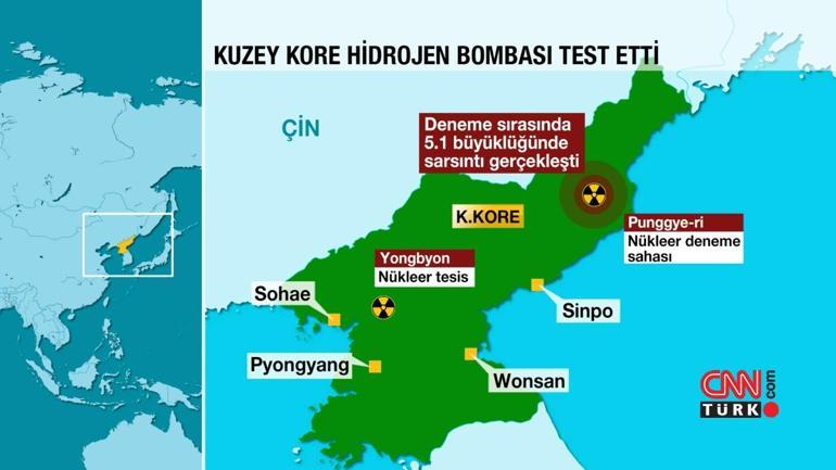 Kuzey Kore hidrojen bombası patlattı, 5,1 büyüklüğünde deprem meydana geldi