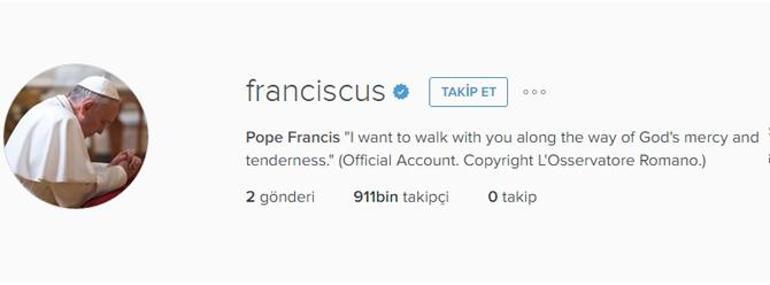 Papa’nın Instagram hesabı