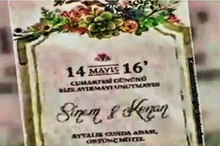 Kenan İmirzalıoğlu ve Sinem Kobalın düğün davetiyesi