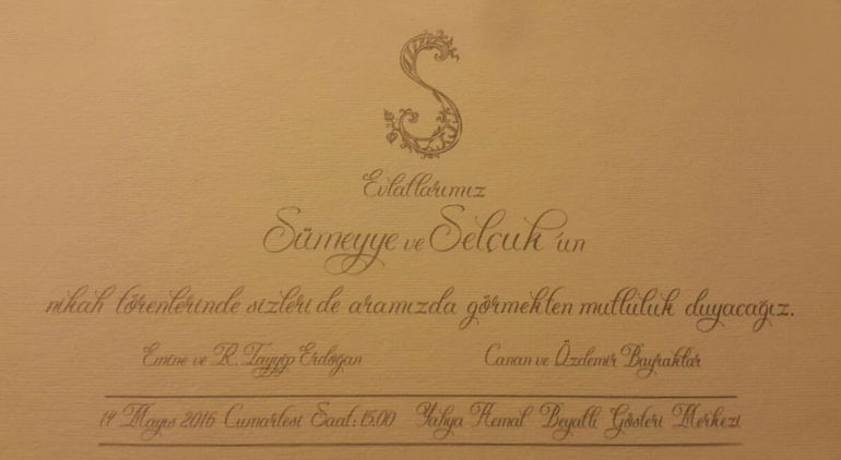 İşte Sümeyye Erdoğanın düğün davetiyesi