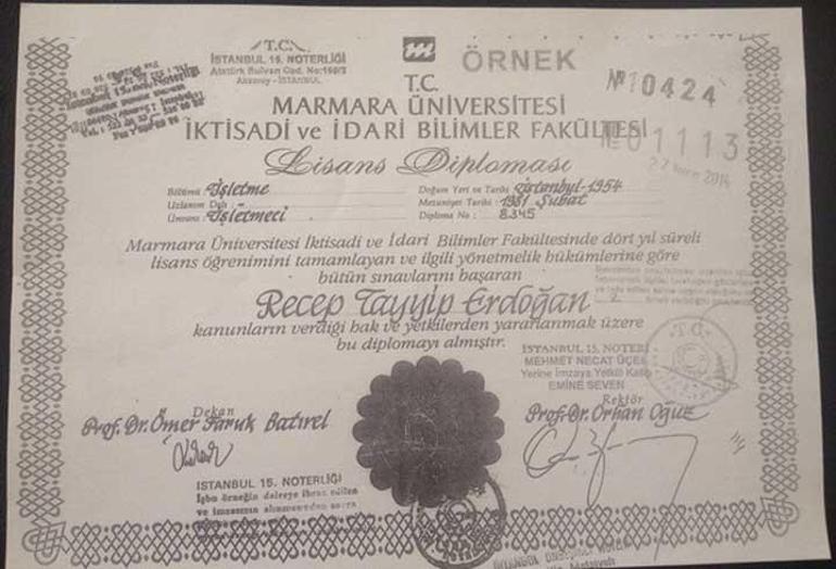 İşte YSKnın gönderdiği Cumhurbaşkanı Erdoğanın diploması