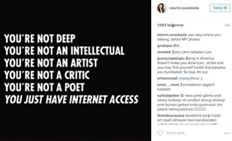Nesrin Cavadzade’nin Instagram hesabı hacklendi