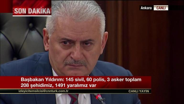 Başbakan Binali Yıldırım: 208 şehidimiz var