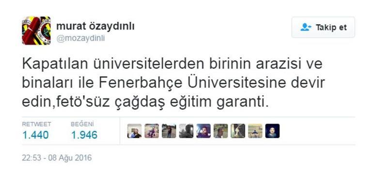 Fenerbahçe FETÖnün üniversitesine talip oldu