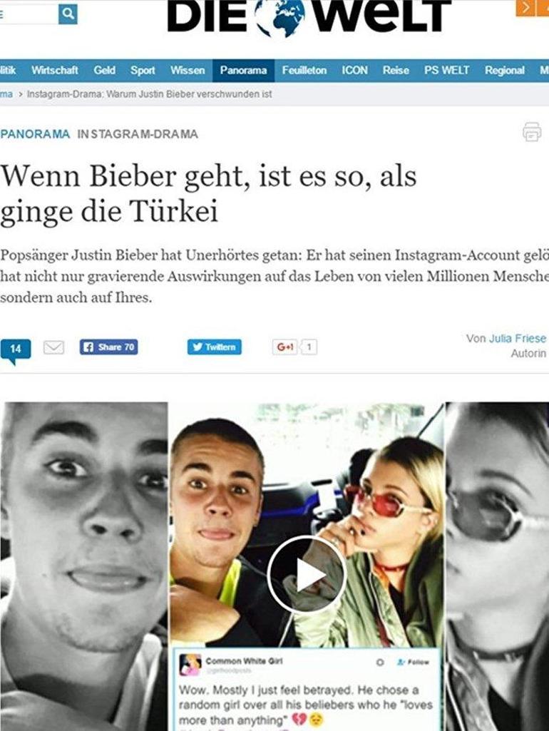 ‘Bieberın Instagram hesabını silmesi, Türkiyenin yok olması gibi’
