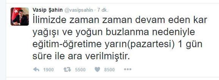 Son dakika: İstanbul’da pazartesi günü okullar tatil Vasip Şahin Twitter’dan açıkladı