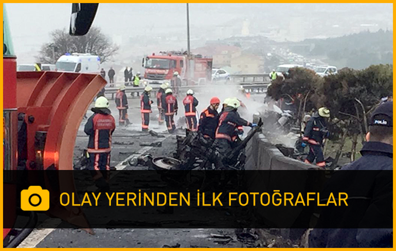 Son dakika: İstanbulda helikopter kuleye çarparak düştü