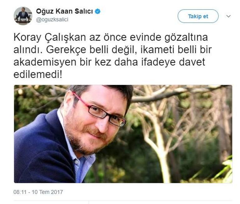 Koray Çalışkanın Twitter paylaşımları gözaltına neden oldu iddiası