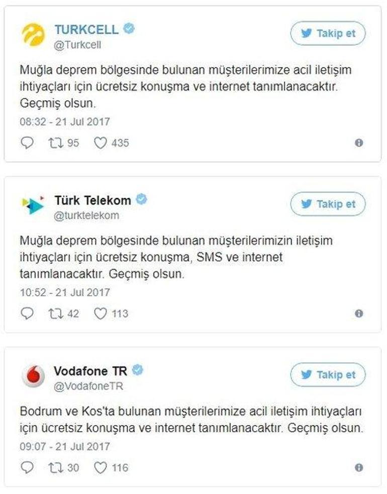 Turkcell, Türk Telekom ve Vodafonedan ücretsiz iletişim kararı