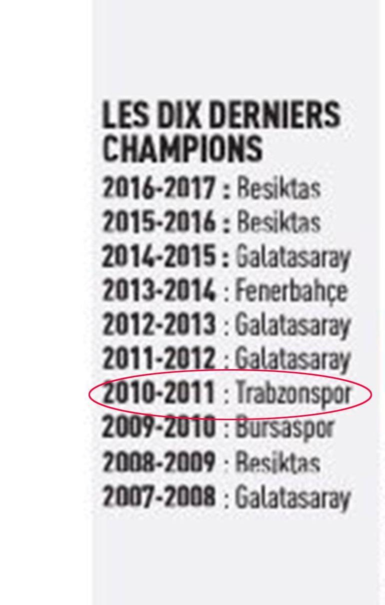 LEquipe 2010-11 sezonu şampiyonunu Trabzonspor olarak yazdı