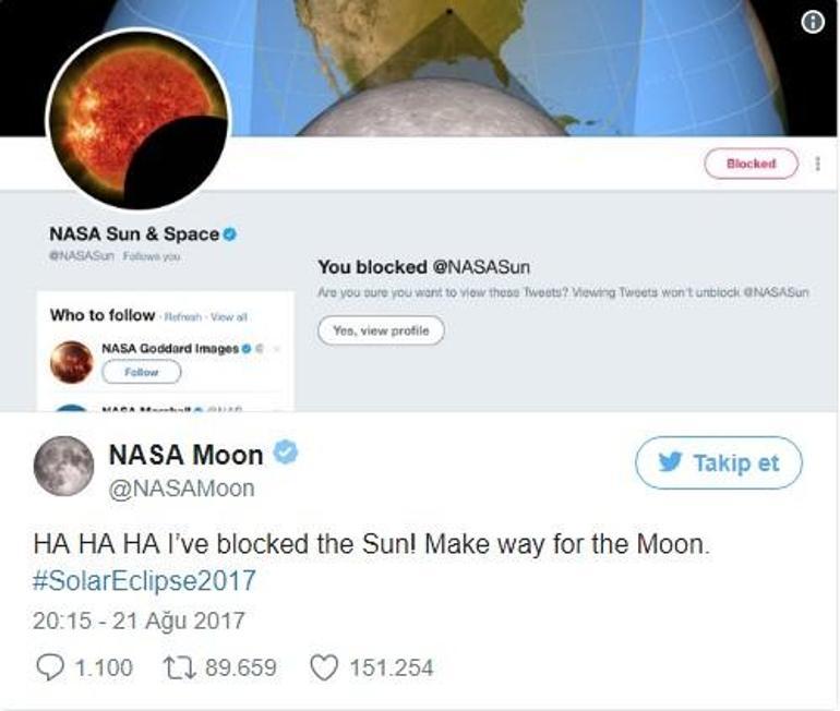 NASA güneşi engelledi