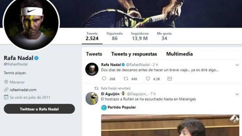 Nadalın Twitter hesabı hacklendi
