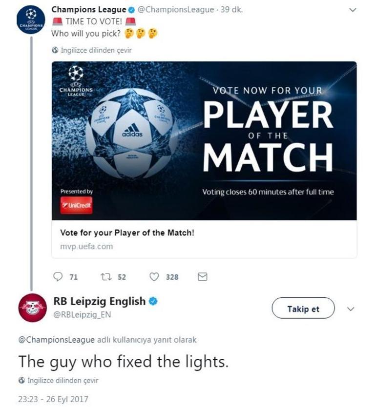 Leipzig maçın adamını seçti
