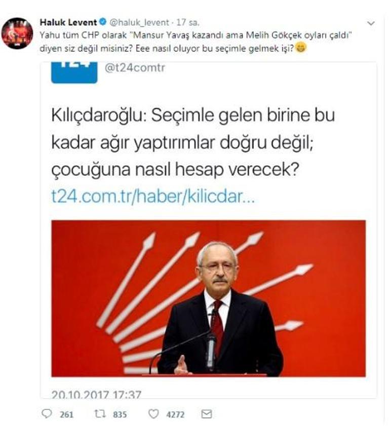 Haluk Leventten ses getiren Kemal Kılıçdaroğlu paylaşımı