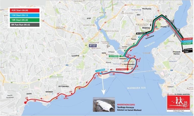 Vodafone 39. İstanbul Maratonunda yeni parkurlar belli oldu